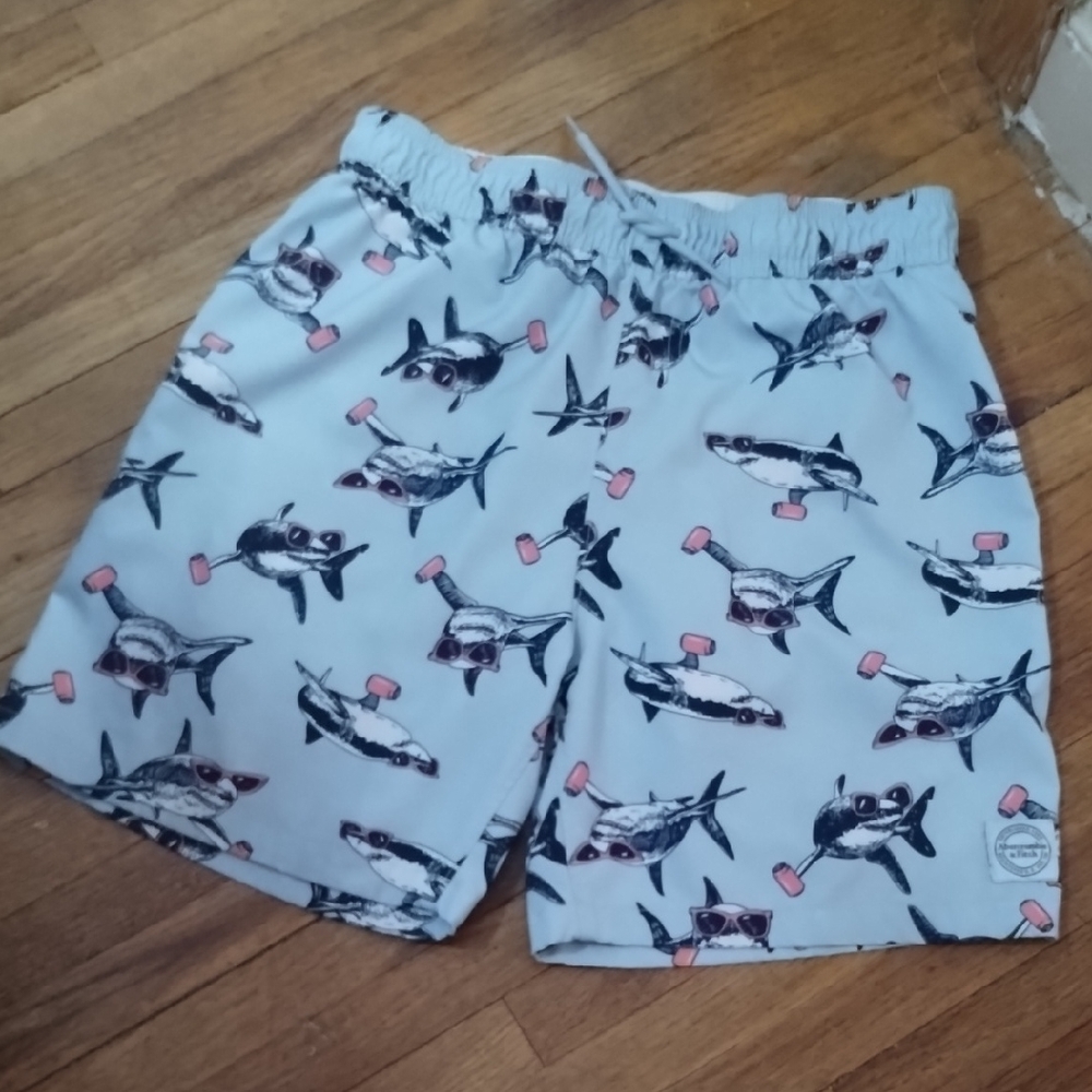 Abercrombie & Fitch Blue Shark Print Swim Shorts